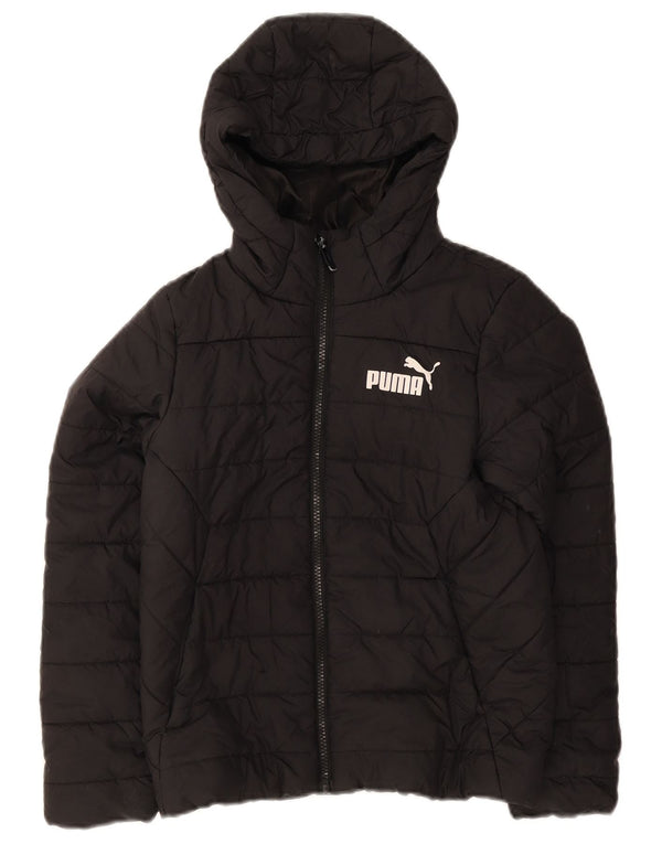 Puma Jungen Kapuzenjacke, gepolstert, 9–10 Jahre, schwarzes Polyester