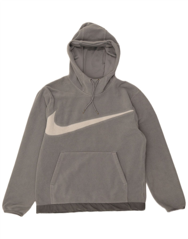 Nike Herren-Fleecepullover mit grafischer Kapuze, mittelgraues Polyester