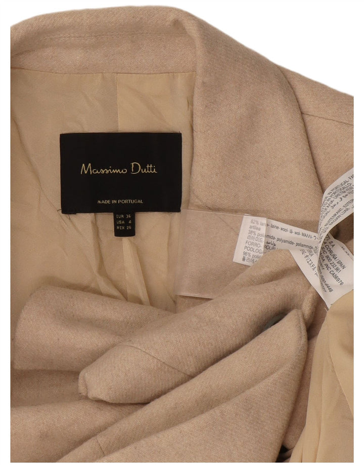 Massimo Dutti Damen 1-Knopf-Blazerjacke EU 36 XS Beige Wolle