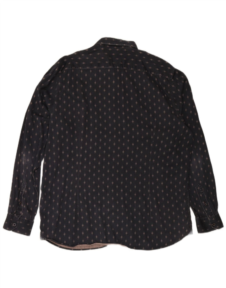 TED BAKER Herrenhemd Größe 7 3XL Marineblaue geometrische Baumwolle