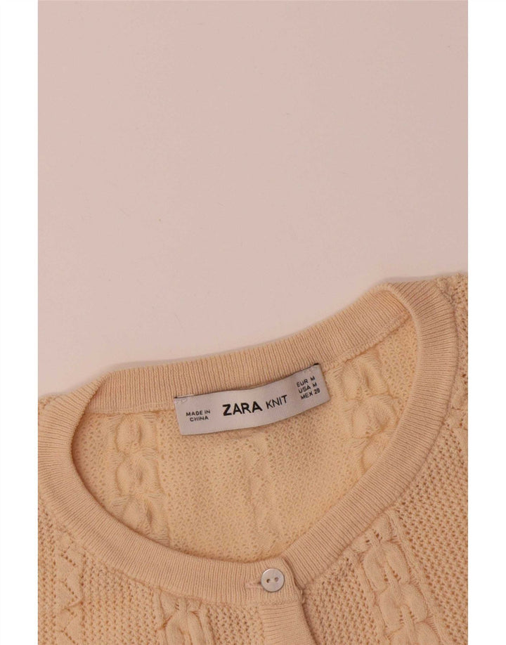 Zara Damen-Pullover mit Knopfkragen, Gr. 12, Mittelbeige