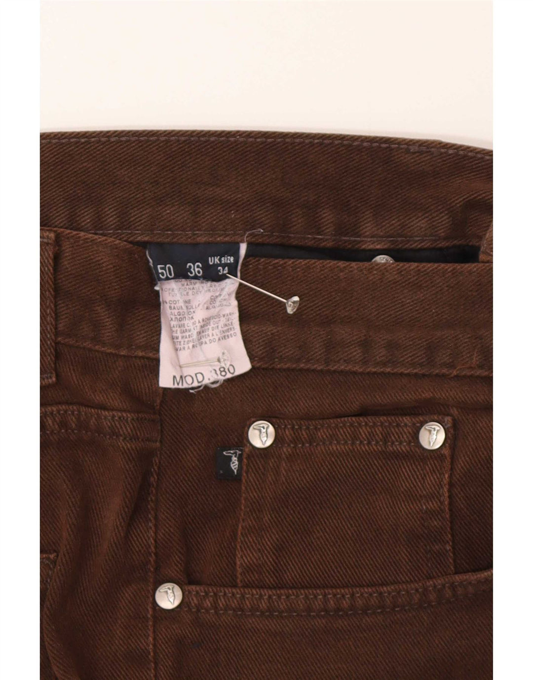 Trussardi Herren Straight Jeans W34 L30 Braune Baumwolle