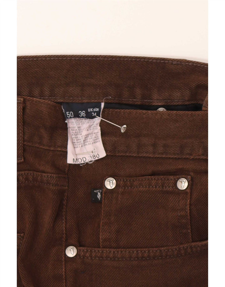 Trussardi Herren Straight Jeans W34 L30 Braune Baumwolle
