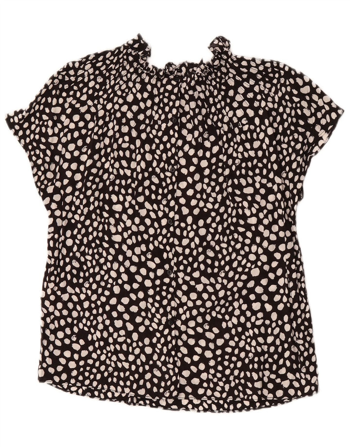 Zara Damen-Blusenoberteil UK 10 Small Schwarz gefleckte Viskose