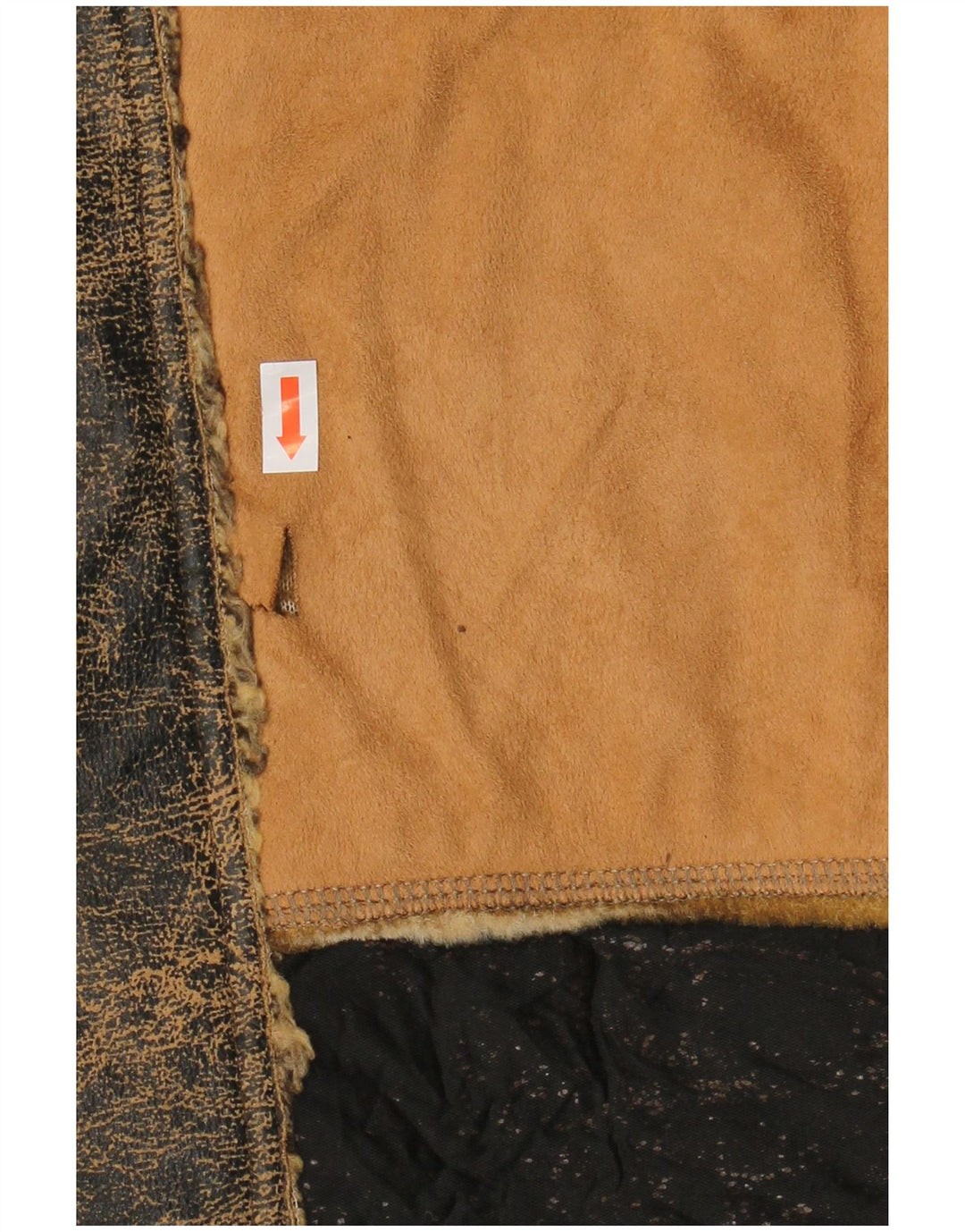 ENERGIE Herren-Sherpa-Jacke, UK 40, groß, braune Patchwork-Baumwolle