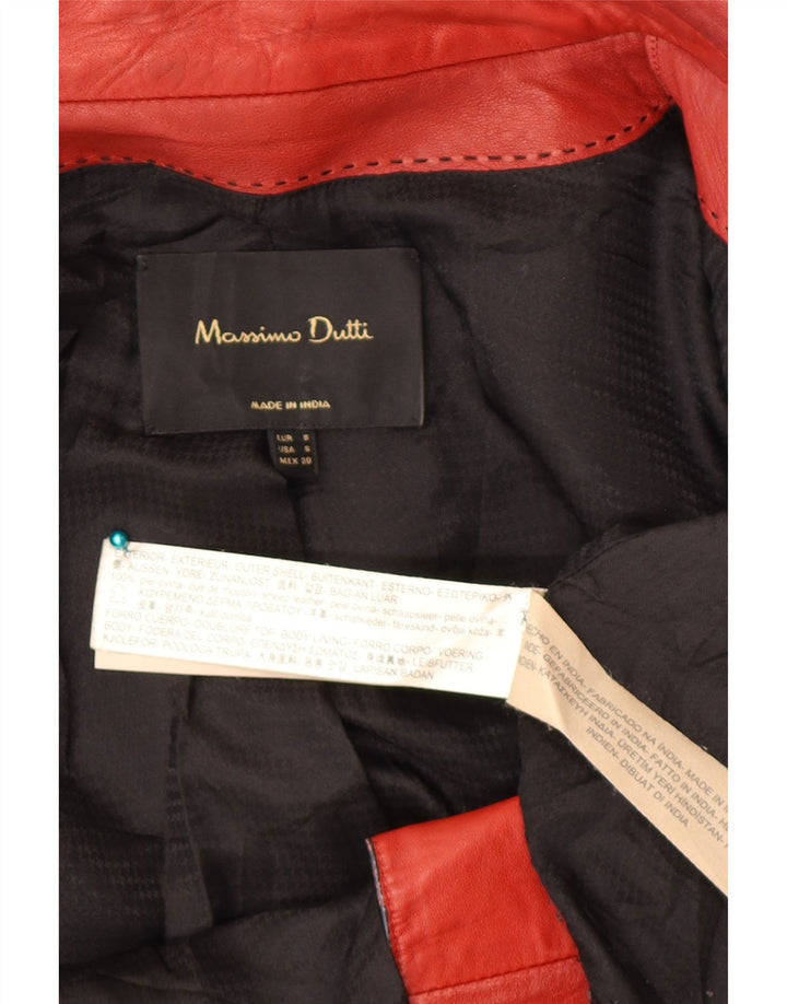 Massimo Dutti Herren-Leder-Bikerjacke, UK 36, kleines rotes Leder