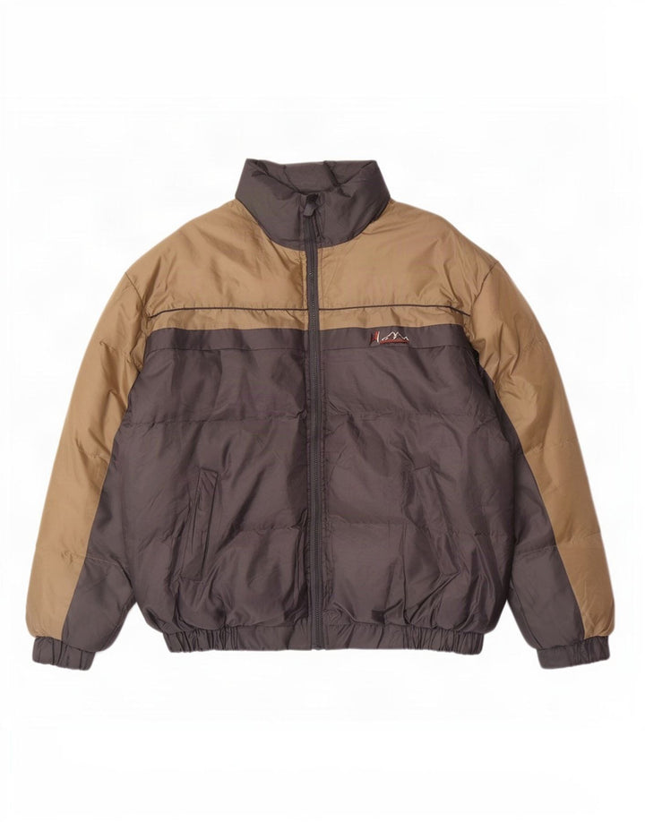 Vintage Herren Wattierte Jacke UK 40 Großes graues Colourblock-Polyester