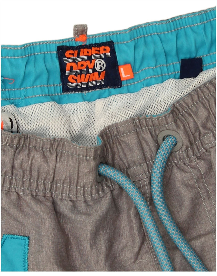Superdry Herren-Badeshorts mit Grafik, groß, aus grauem Polyester