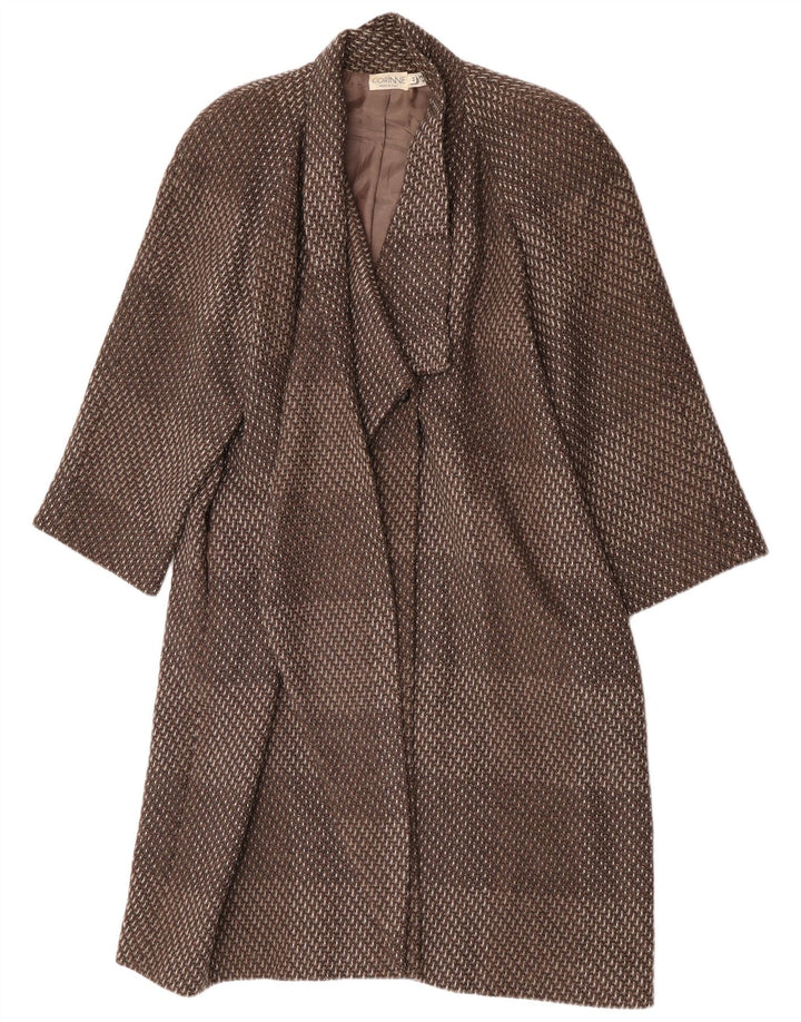 Vintage Damen Mantel EU 44 XL Braun gestreifte Wolle