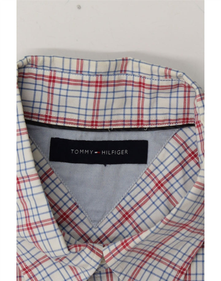 TOMMY HILFIGER Herren Kurzarmhemd XL Blau kariert Baumwolle