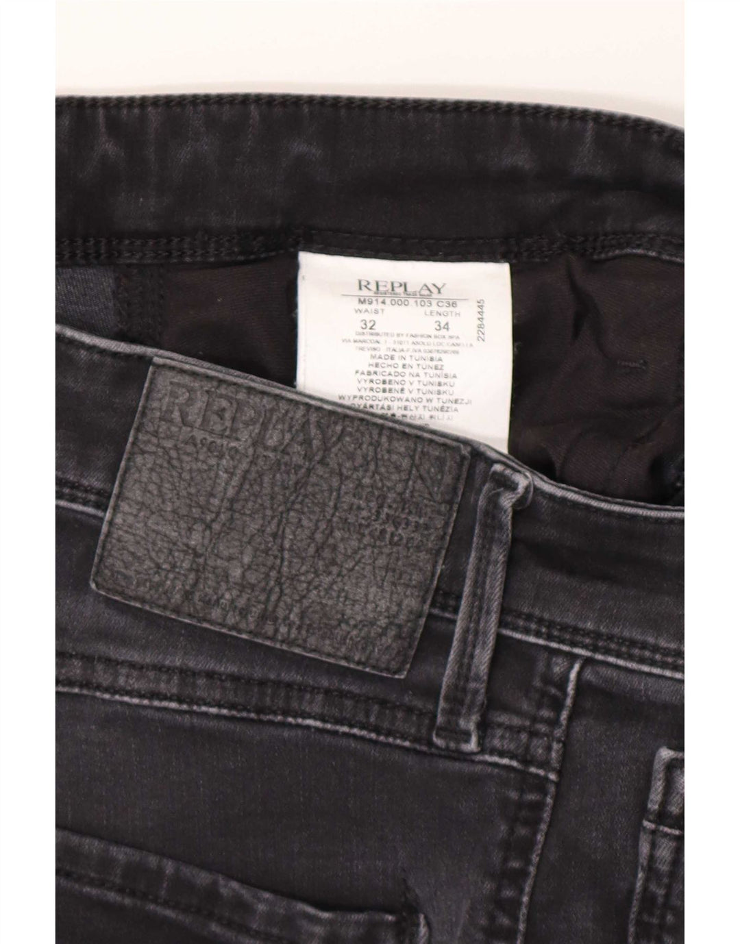 Replay Herren Skinny Jeans W32 L34 Graue Baumwolle