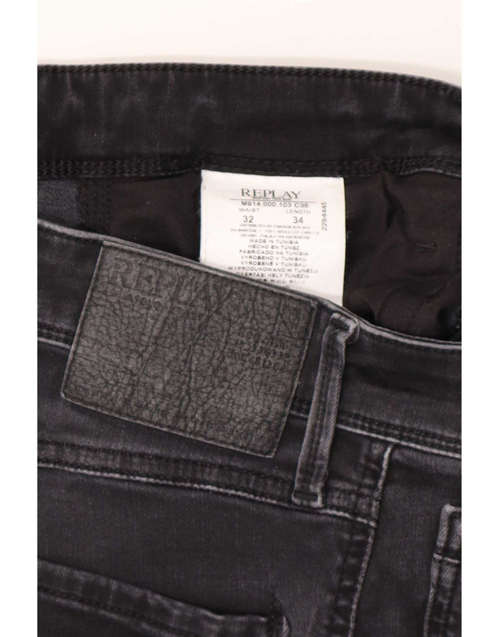 Replay Herren Skinny Jeans W32 L34 Graue Baumwolle
