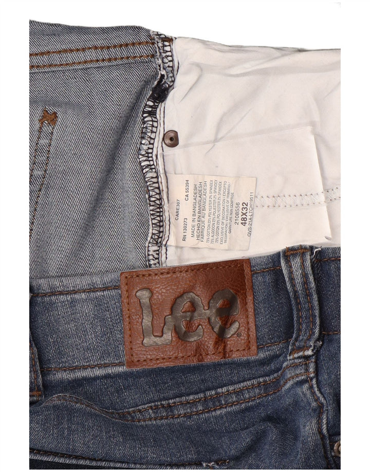 Lee Herren Straight Jeans W48 L32 Blaue Baumwolle