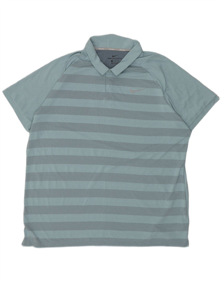 NIKE Herren-Poloshirt 2XL, blau gestreift, Polyester
