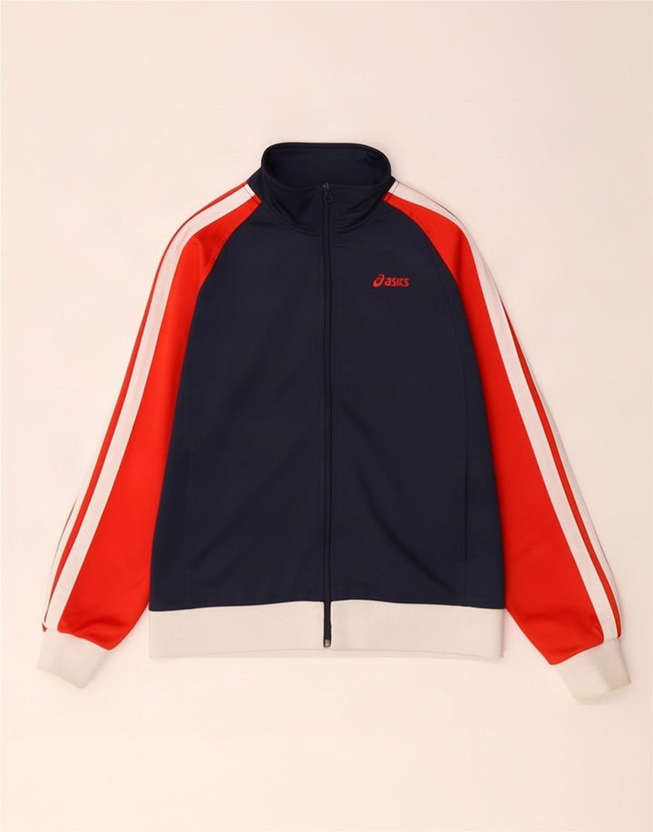 Asics Herren-Trainingsanzug-Top-Jacke, mittelgroß, Marineblau, Farbblock
