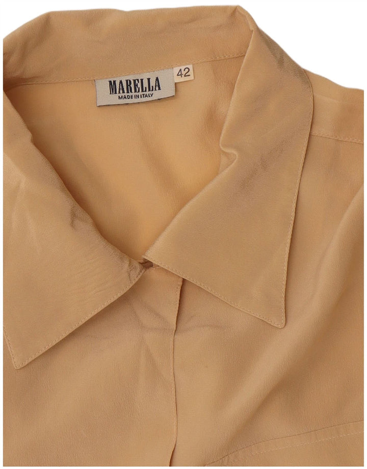 Marella Damen Übergroße Kurzarm-Hemdbluse IT 42 Mittelbeige