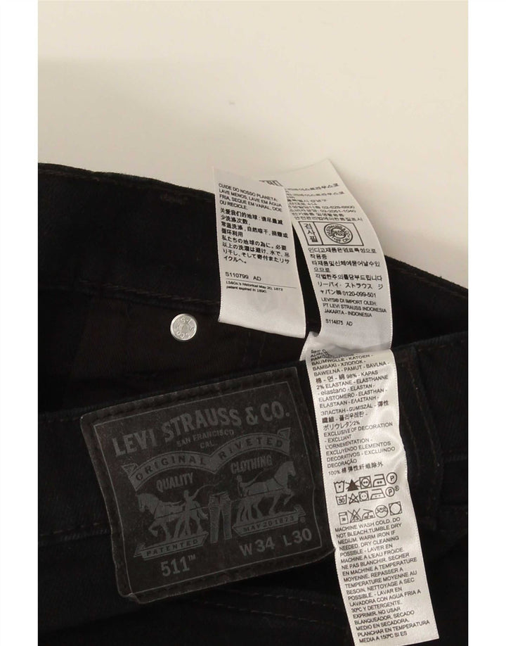 Levi's Herren 511 Slim Jeans W34 L30 schwarze Baumwolle