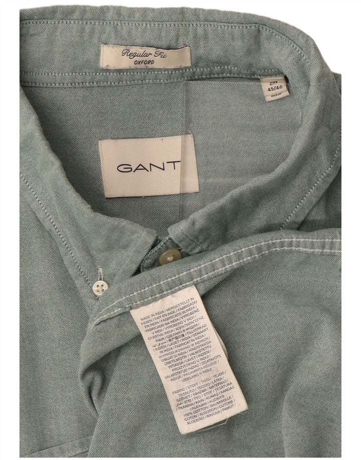 Gant Herren-Hemd mit normaler Passform, Größe 45/46, 2XL, grüne Baumwolle
