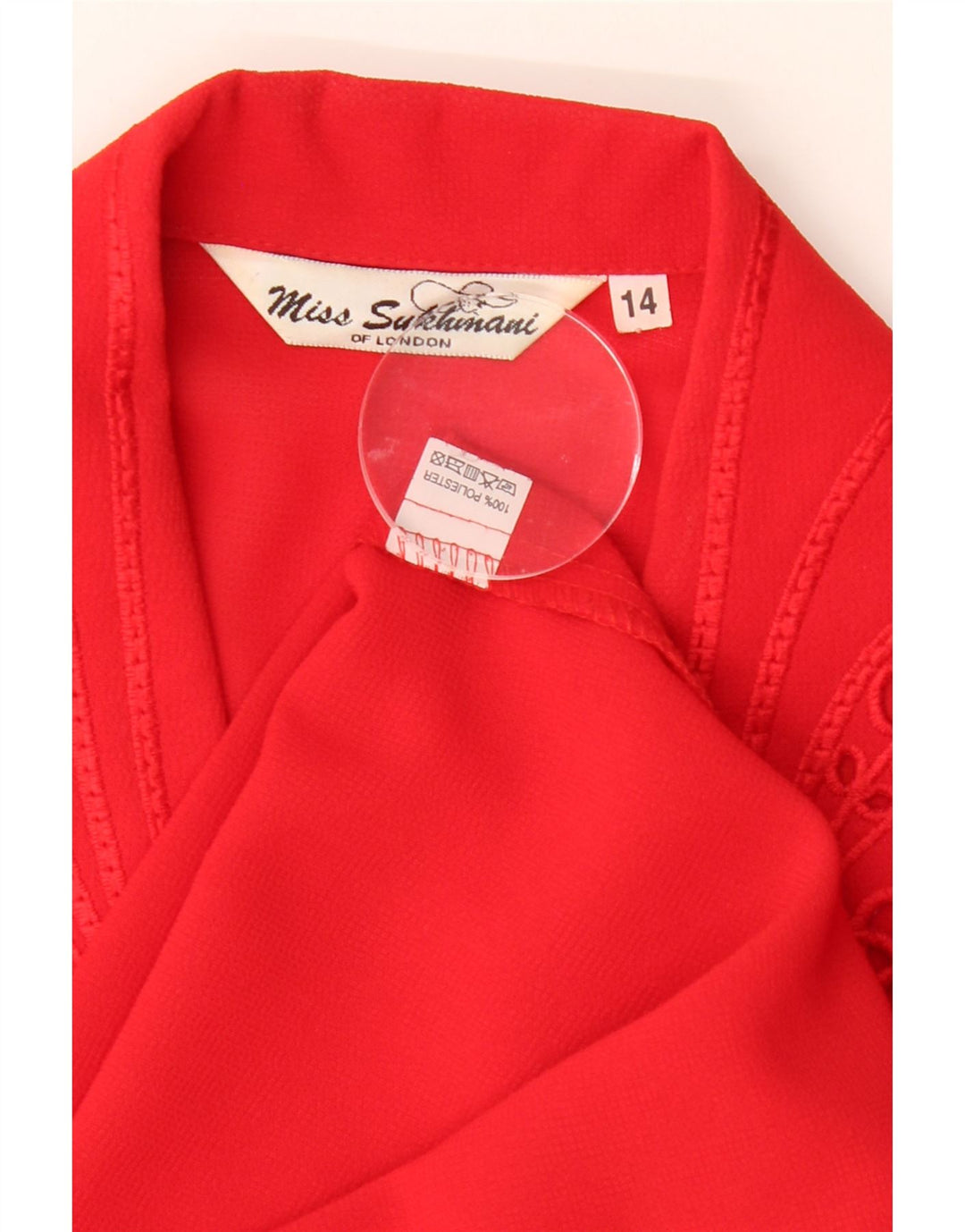 VINTAGE Womens Shirt Blouse UK 14 Large Red Polyester Vintage Vintage and Second-Hand Vintage from Messina Hembry 