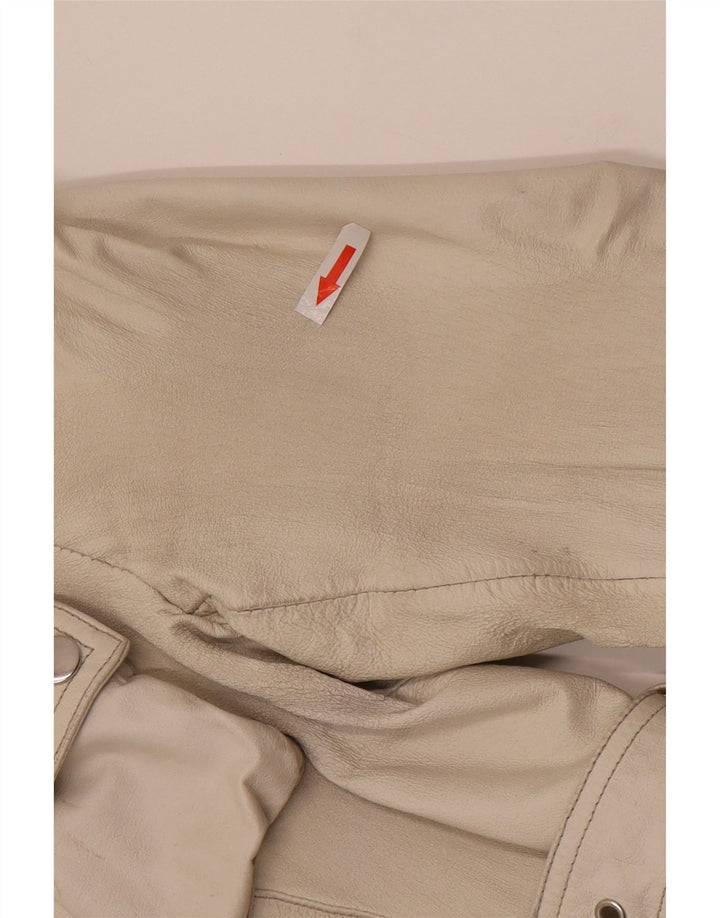 Vintage Damen Leder Racer Jacke IT 46 Großes weißes Leder