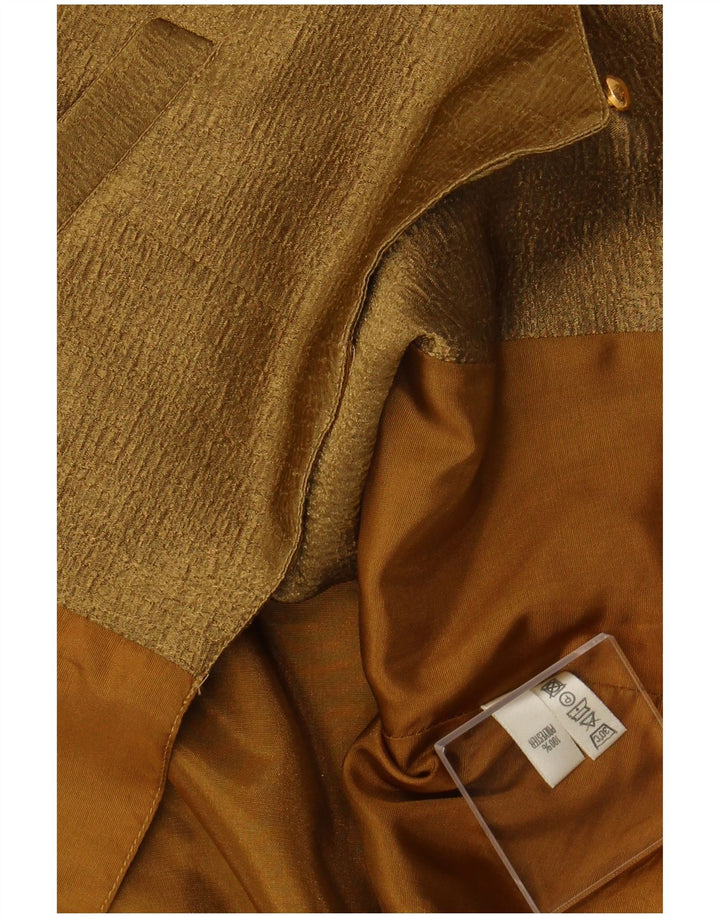 VINTAGE Damen Weste UK 14 Medium Khaki Floral Polyester