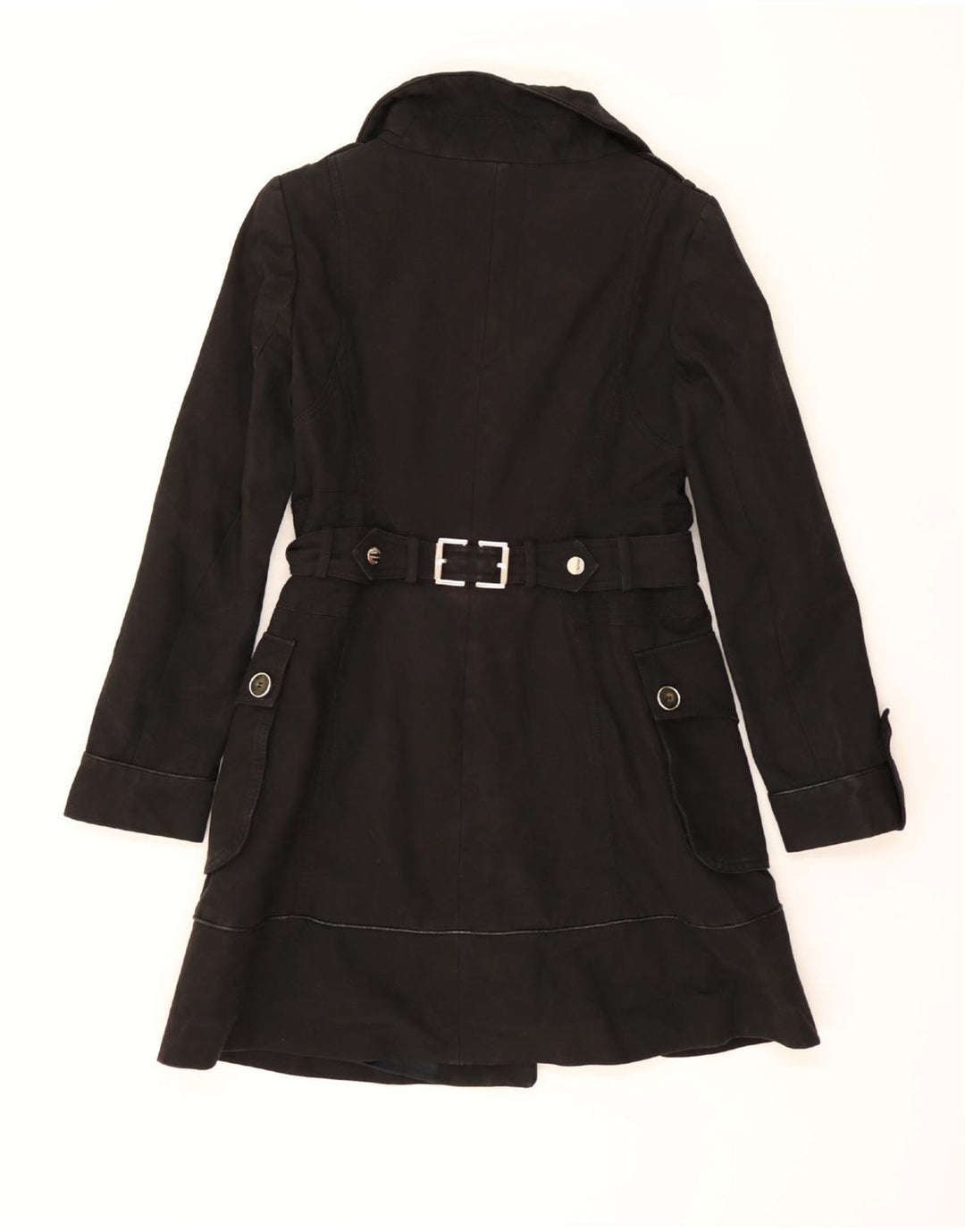 KAREN MILLEN Womens Overcoat UK 12 Medium Black Cotton Vintage Karen Millen and Second-Hand Karen Millen from Messina Hembry 