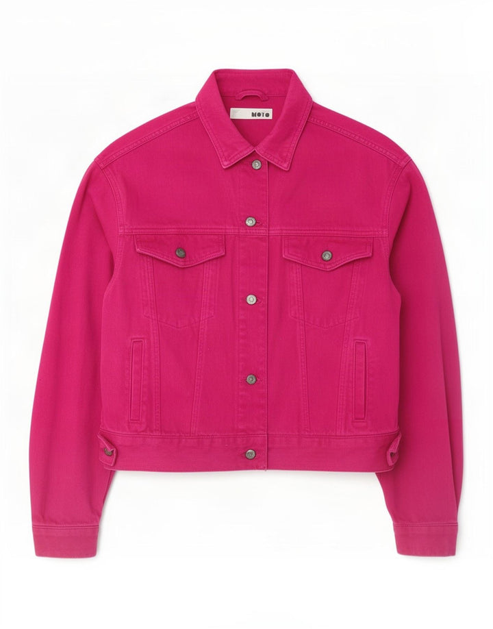 Topshop Damen-Jeansjacke in Übergröße, UK 10, Größe S, rosa, Baumwolle