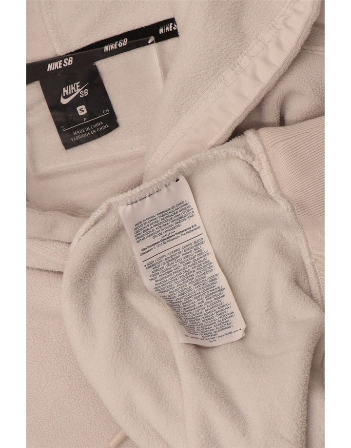 NIKE Mens Hooded Fleece Jumper Small White Cotton