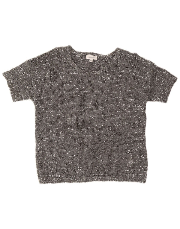 Calvin Klein Damen-Pullover mit U-Boot-Ausschnitt, Größe S, Gr. 10, Grau, Modern