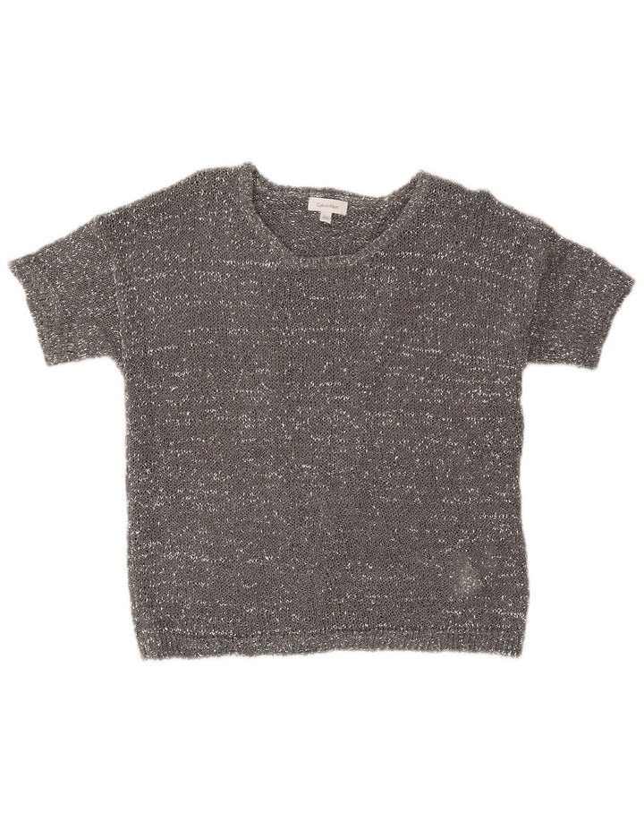 Calvin Klein Damen-Pullover mit U-Boot-Ausschnitt, Größe S, Gr. 10, Grau, Modern