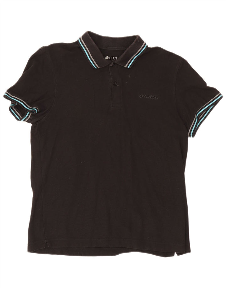 Lotto Herren-Poloshirt, groß, schwarze Baumwolle