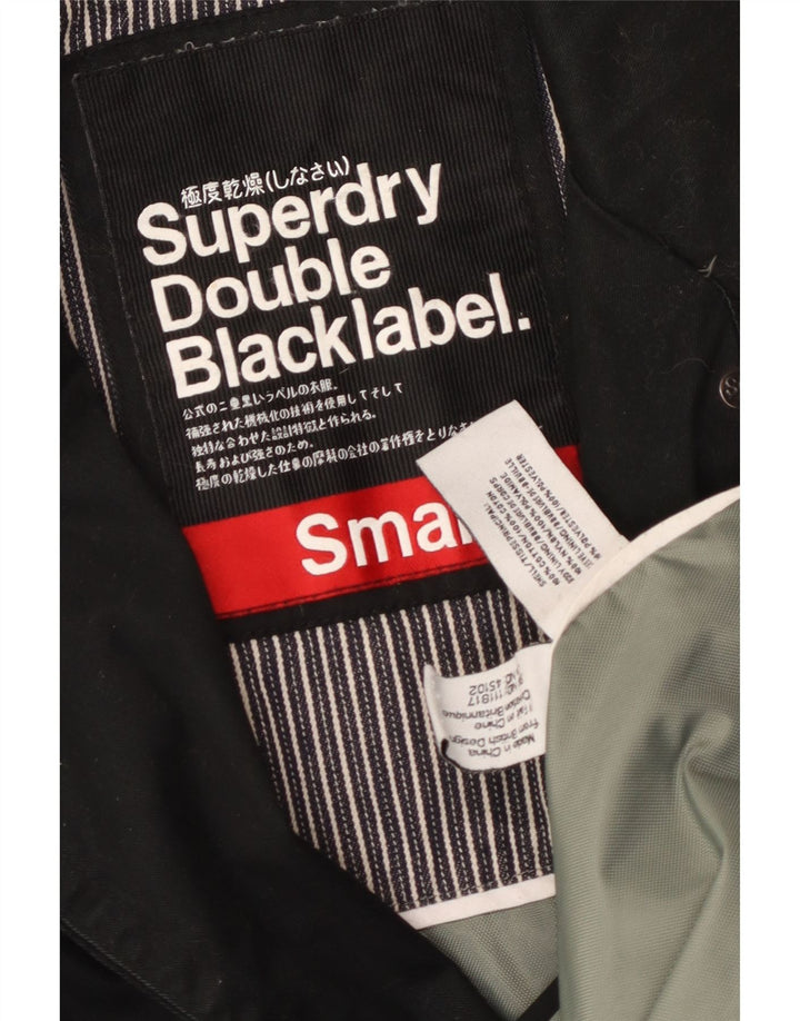 Superdry Herren-Trenchcoat, zweireihig, Gr. 36, Größe S, Schwarz, Baumwolle