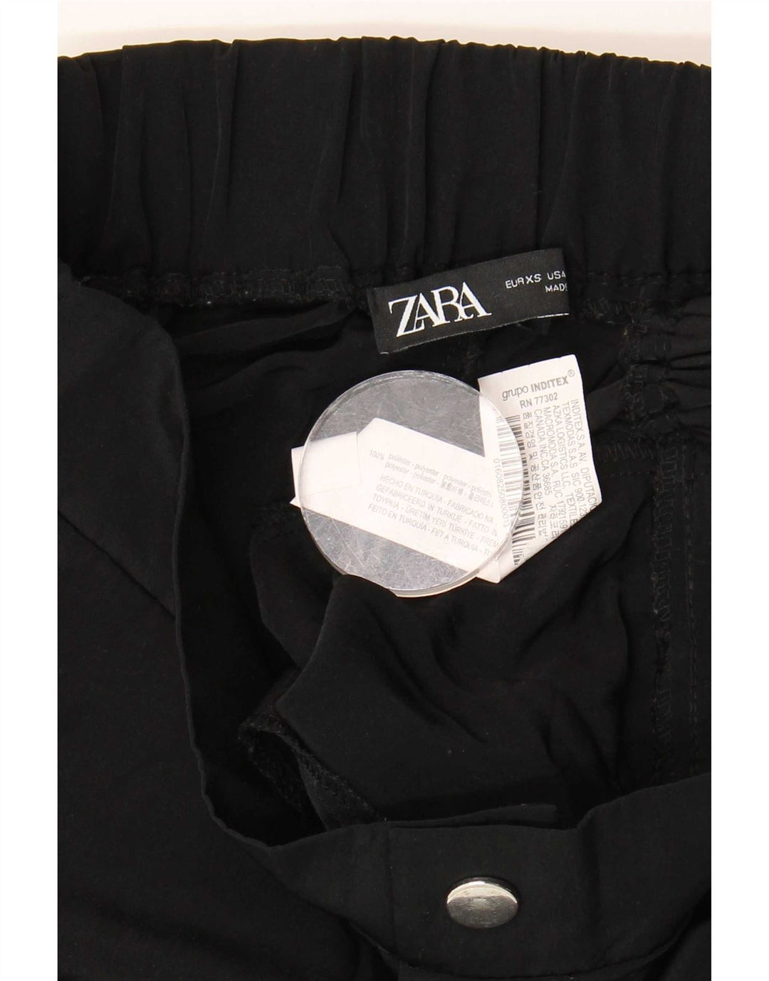 Zara Damen Joggers Cargohose XS W24 L25 Schwarz Polyester