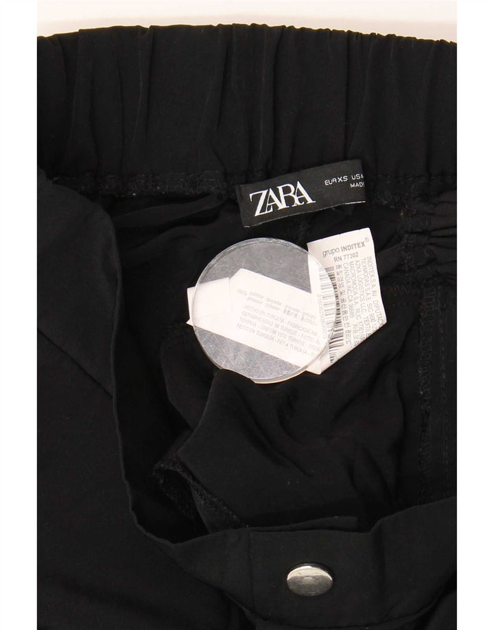 Zara Damen Joggers Cargohose XS W24 L25 Schwarz Polyester
