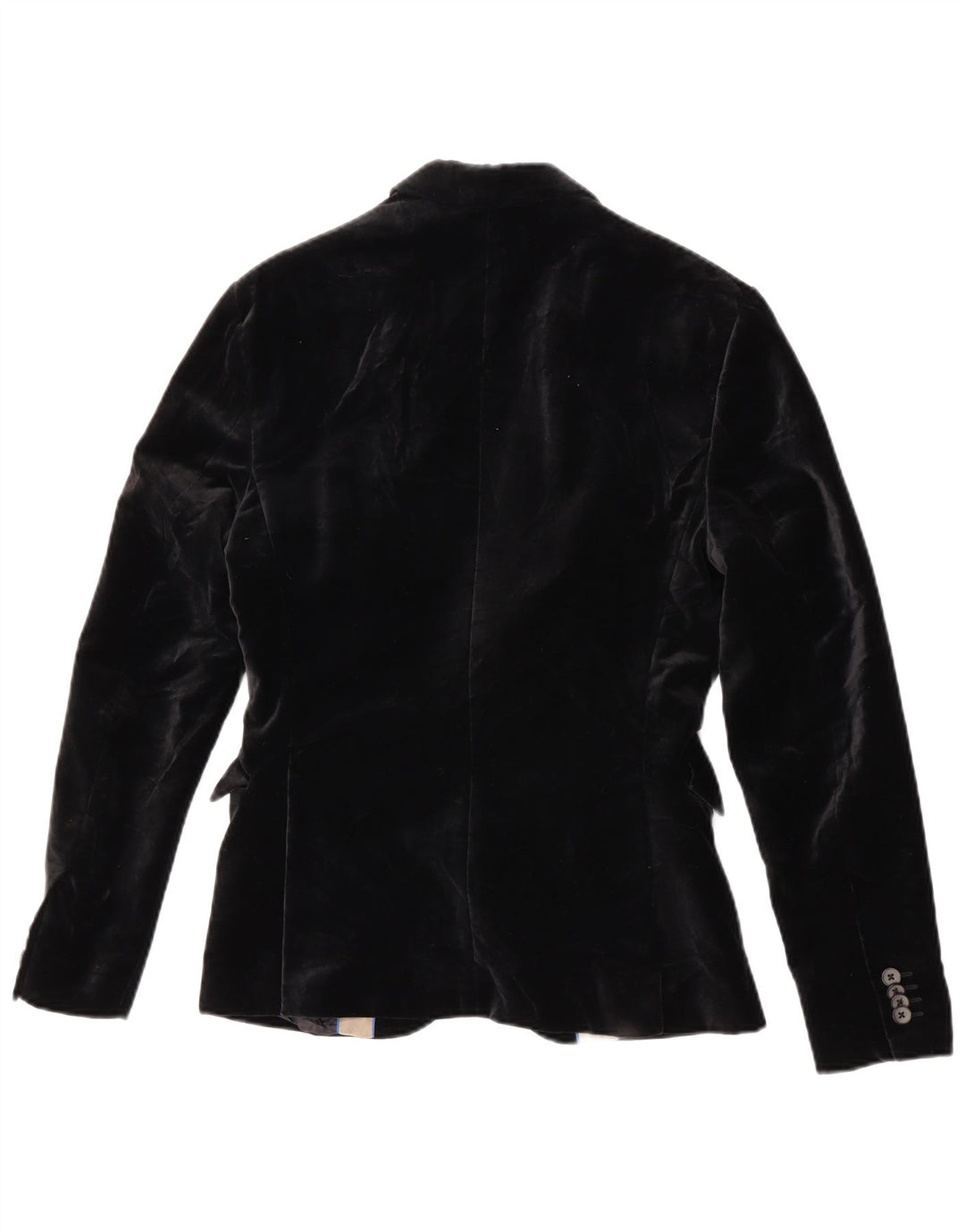 Zara Herren 2-Knopf-Samt-Blazerjacke, EU 46, kleine schwarze Baumwolle