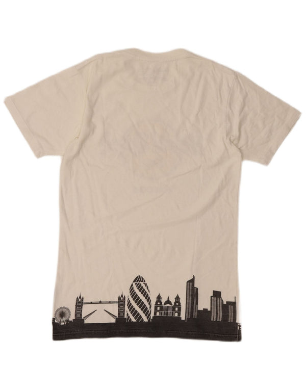 HARD ROCK CAFE Herren London Graphic T-Shirt Top Small Weiße Baumwolle