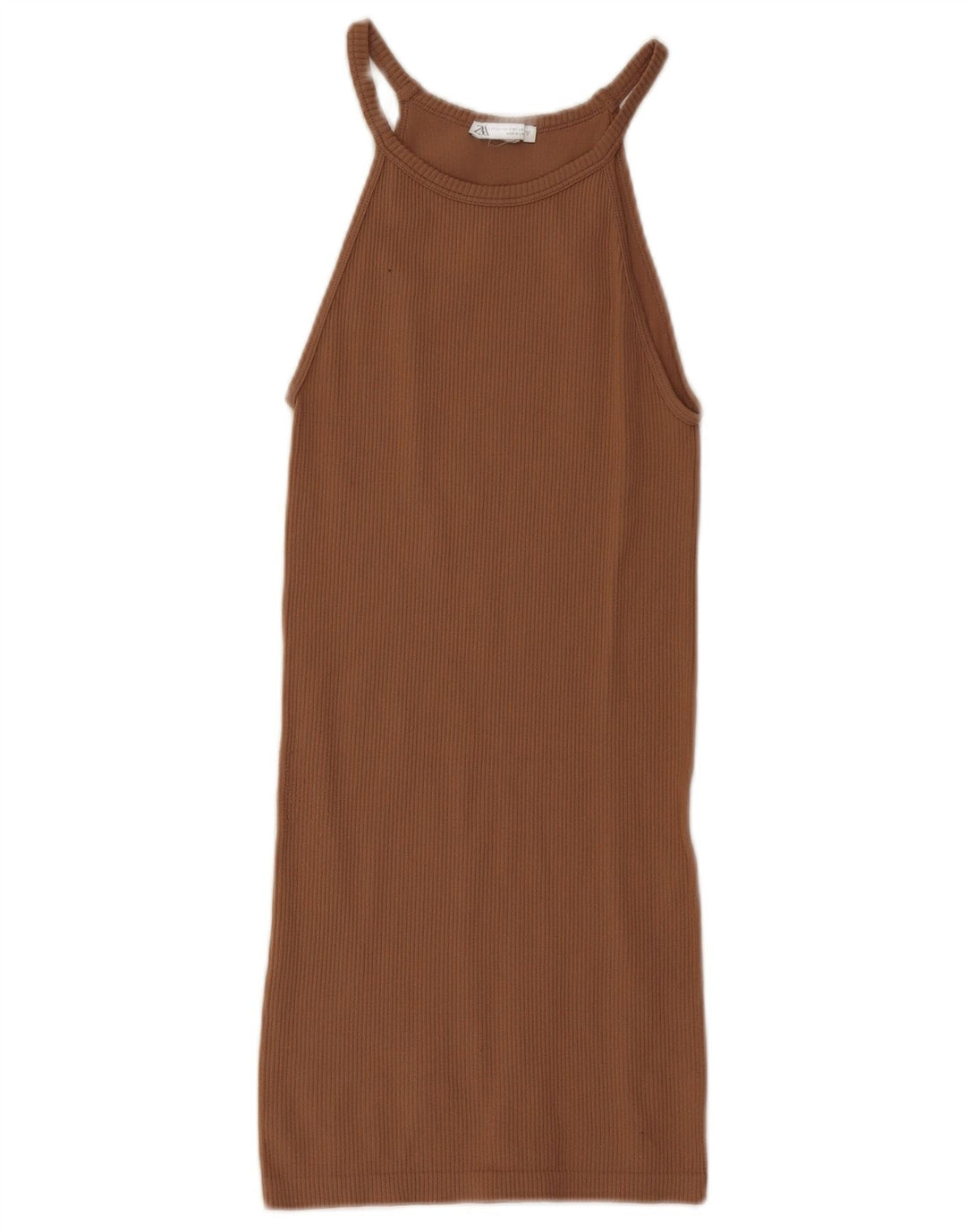 Zara Damen Mini Neckholder Kleid UK 4 XS Braun
