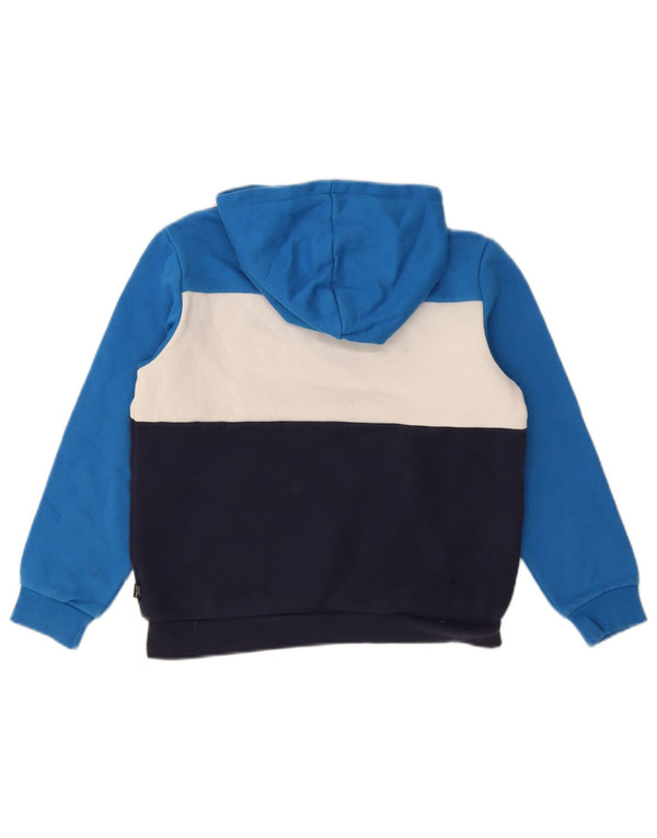 Puma Jungen-Pullover mit grafischem Kapuzenpullover, 11–12 Jahre, blaue Farbblock-Baumwolle