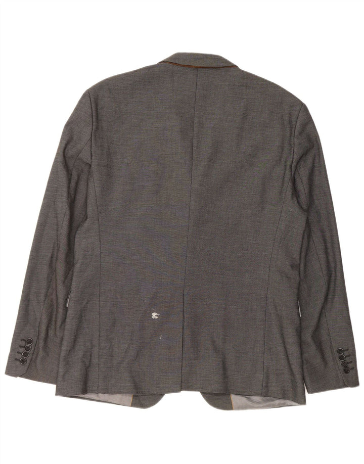 Zara Herren-Blazerjacke mit 2 Knöpfen, Größe 54, XL, graues Polyester