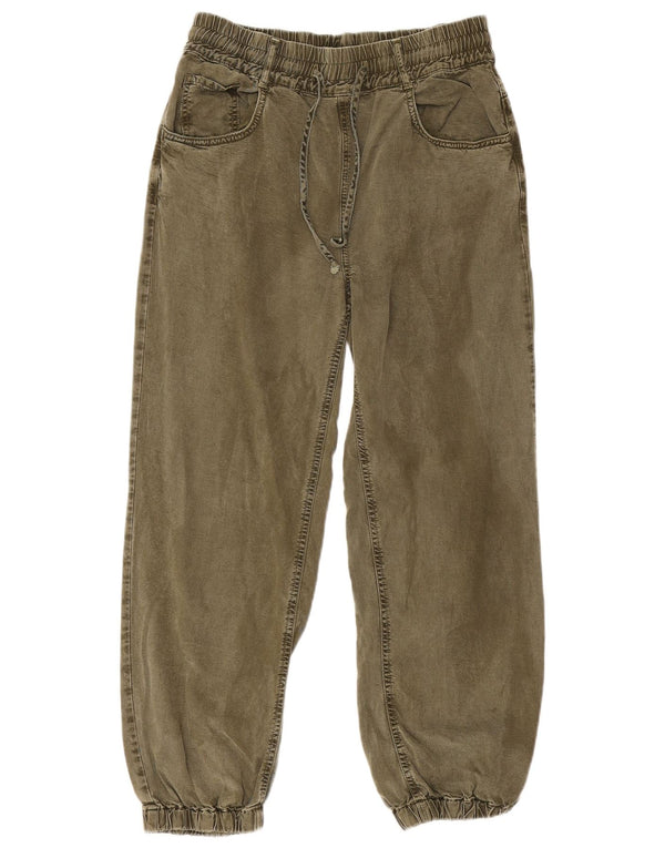Zara Damen Joggers, kurze Jeans, Größe S, W26, L25, Khaki, Viskose