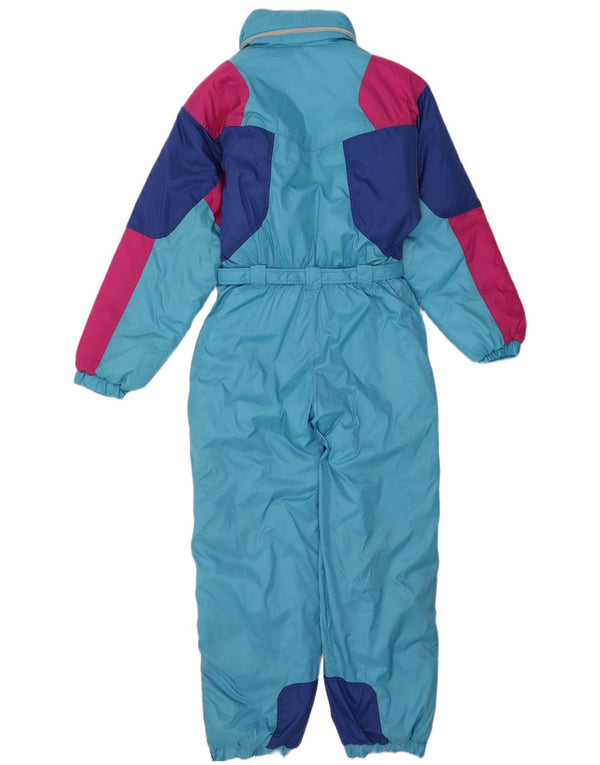 Cacao Damen-Skioverall mit Kapuze, Größe 46, groß, blaues Colourblock-Nylon