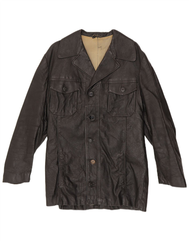 Vintage Herren Lederjacke UK 38 Medium Schwarz