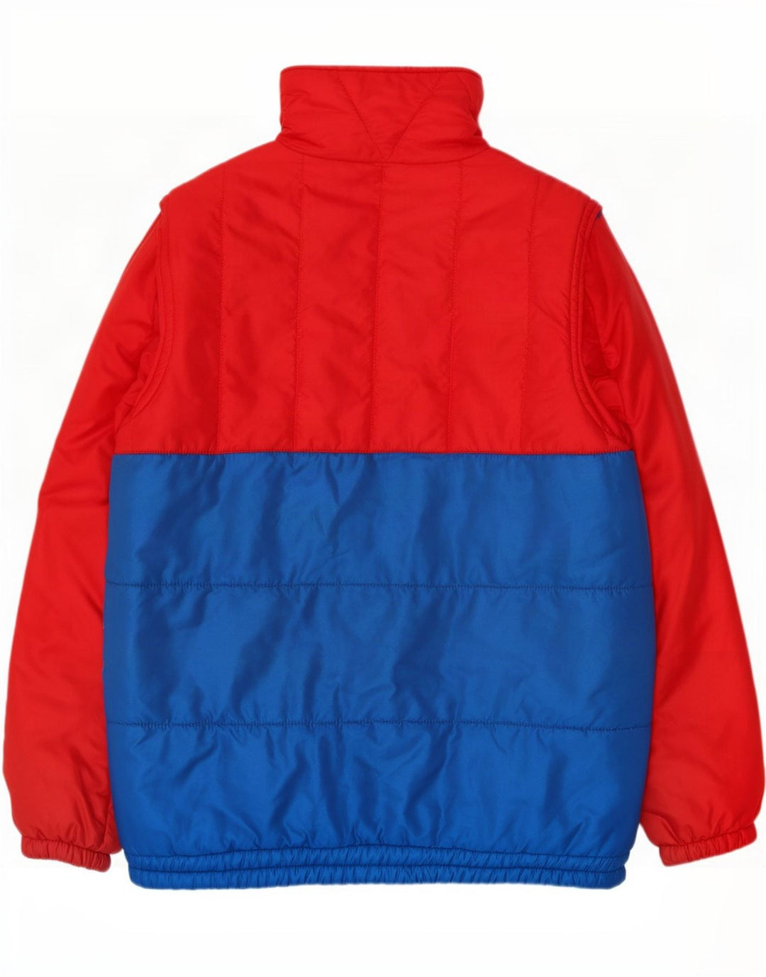 Vintage Herren Wattierte Jacke UK 38 Mittelrotes Colourblock-Polyamid