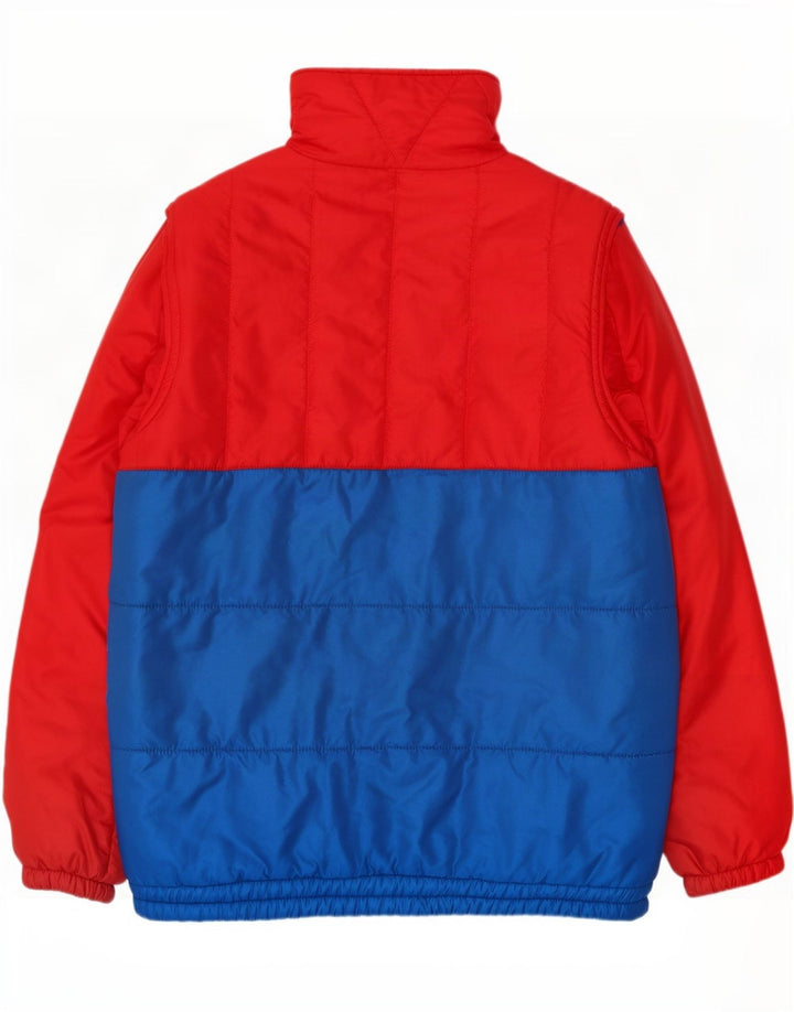 Vintage Herren Wattierte Jacke UK 38 Mittelrotes Colourblock-Polyamid