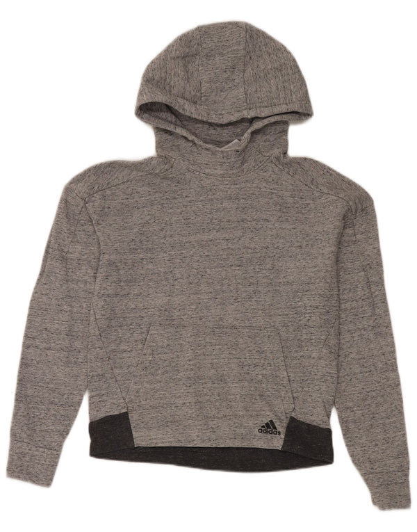 Adidas Damen Übergroßer Kapuzenpullover UK 8/10 Small Graue Colourblock-Baumwolle