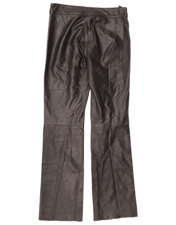 Vintage Damen Leder gerade Hose EU 38 Medium W30 L32 Schwarz