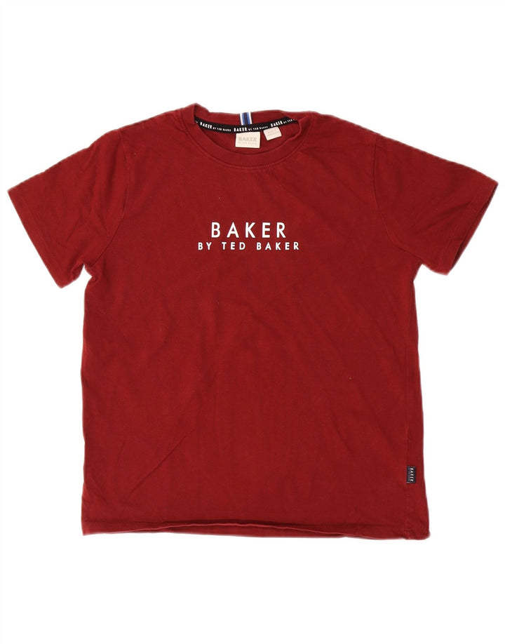 TED BAKER Grafisches T-Shirt für Jungen, 10–11 Jahre, burgunderfarbene Baumwolle