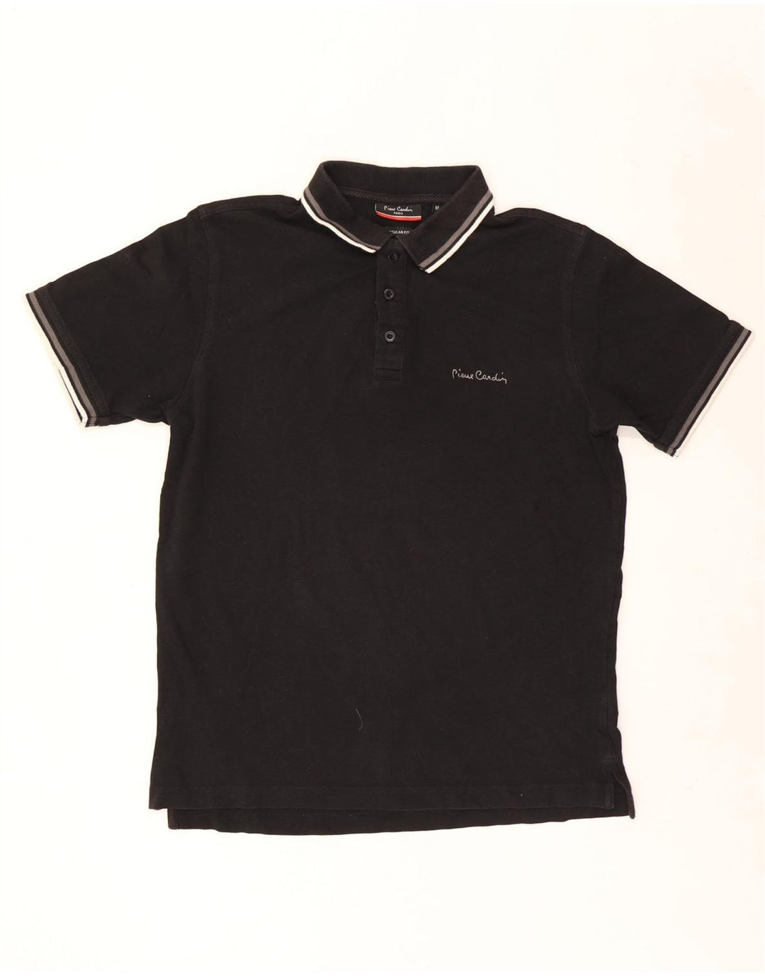 Pierre Cardin Herren-Poloshirt mit normaler Passform, mittelschwarz, gestreift, Baumwolle