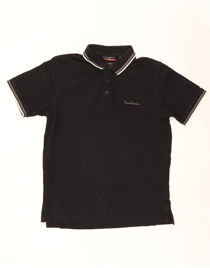 Pierre Cardin Herren-Poloshirt mit normaler Passform, mittelschwarz, gestreift, Baumwolle