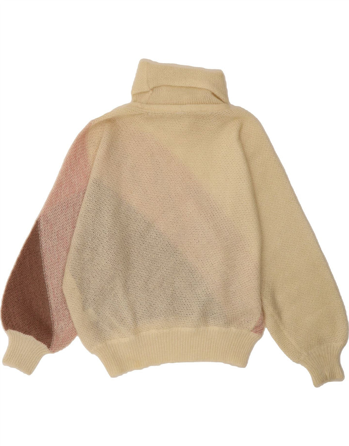 VINTAGE Womens Roll Neck Jumper Sweater IT 44 Medium Beige Classic Vintage Vintage and Second-Hand Vintage from Messina Hembry 